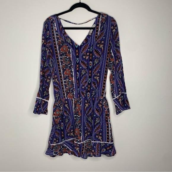 Pura Emocag bohemian print long sleeve pocket romper - Picture 1 of 15